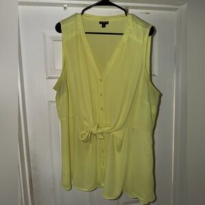 torrid Chartreuse Tie-Front Sleeveless Blouse